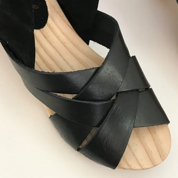 FREE PEOPLE Emmy Wrap Clog Black Ankle Wrap Sandal Women’s Size EU 37 - Picture 4 of 16